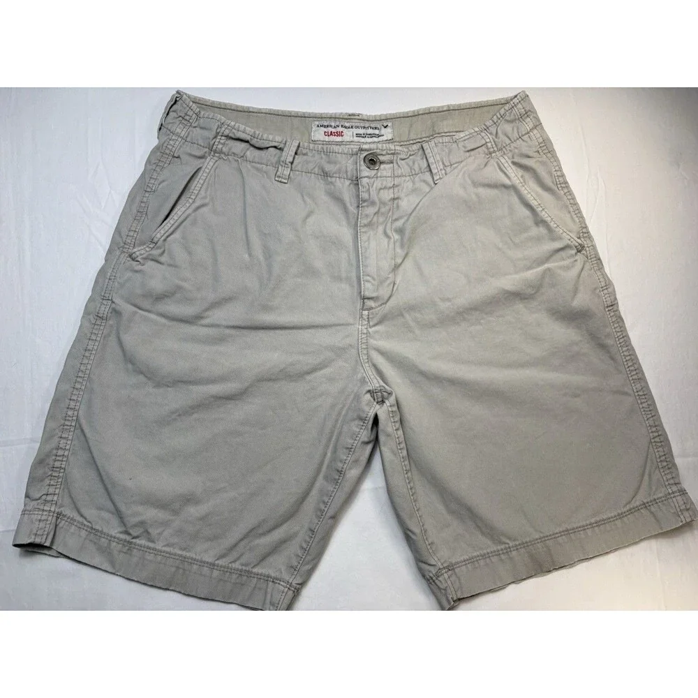 American Eagle Outfitters Chino Shorts Beige Men’s Flat Front Solid Pockets